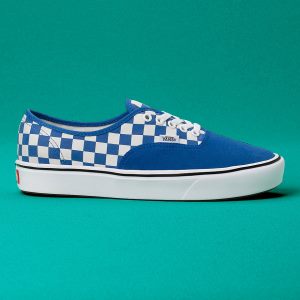 Vans Erkek Spor Ayakkabı ComfyCush Checker Authentic Mavi/Beyaz | 45246-303